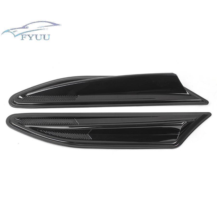 2 Pcs Plastic Glossy Black Car Side Fender Decorative Fin Air Outlet Vents Cover