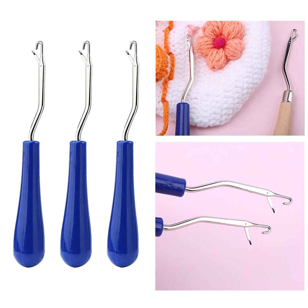 3Pcs Plastic Crochet Hook Rug Making Needle Seam Ripper For Braids Knitting