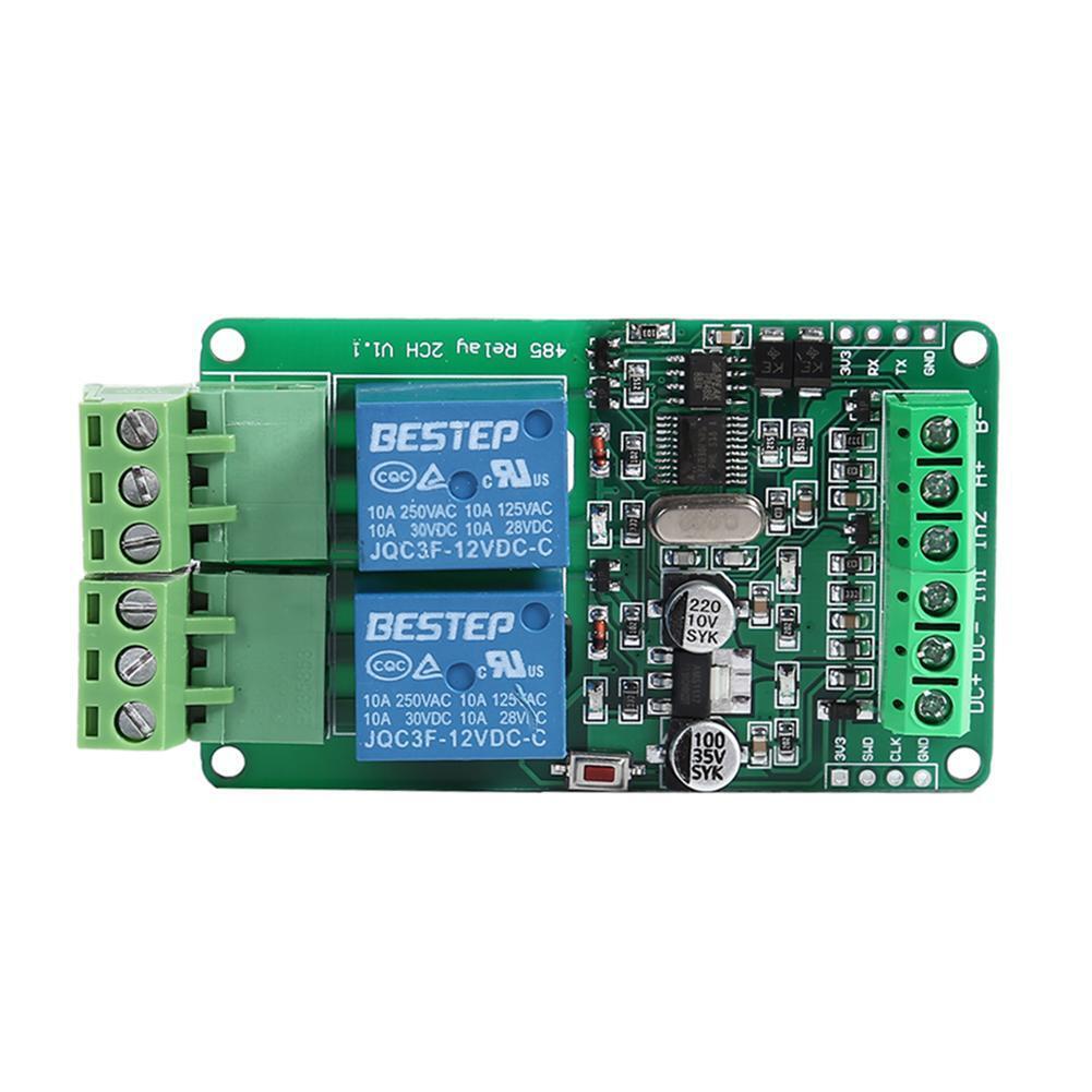 Modbus RTU 2 Way Relay Module Output 2 Channel Switch RS485 TTL 12V Input