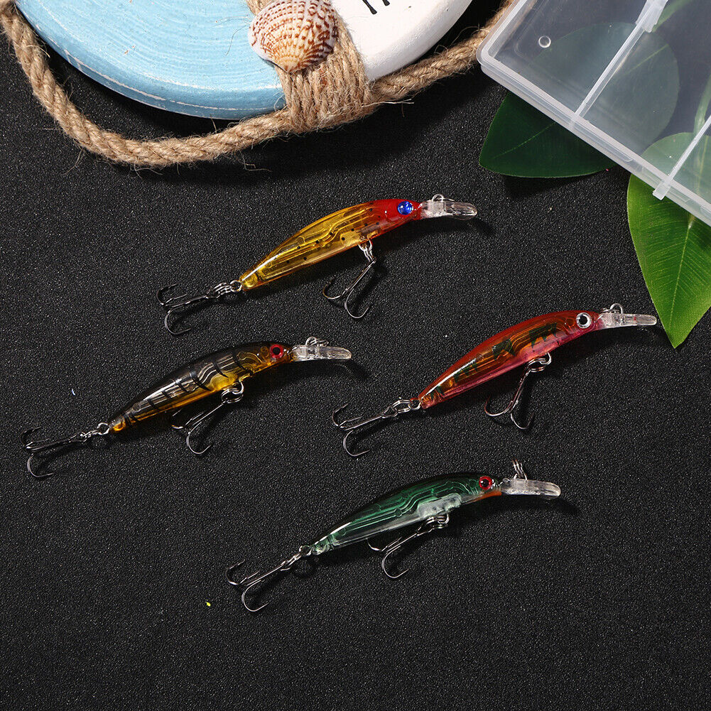 4pcs Minnow Fishing Lures Bait with Treble Hooks Wobblers Fishing Tackle