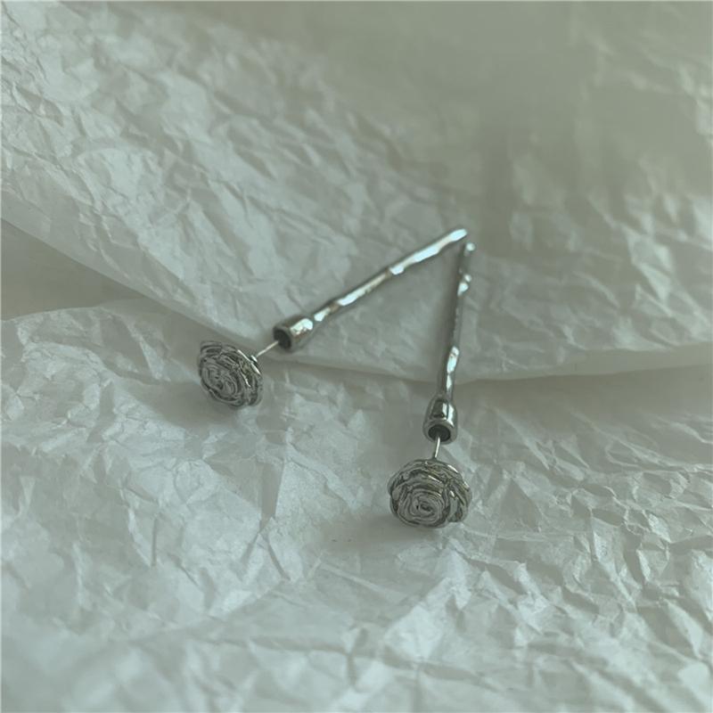 Long Rose Ear Stud Earrings Flower Piercing Earring Fashion Punk Jewelry