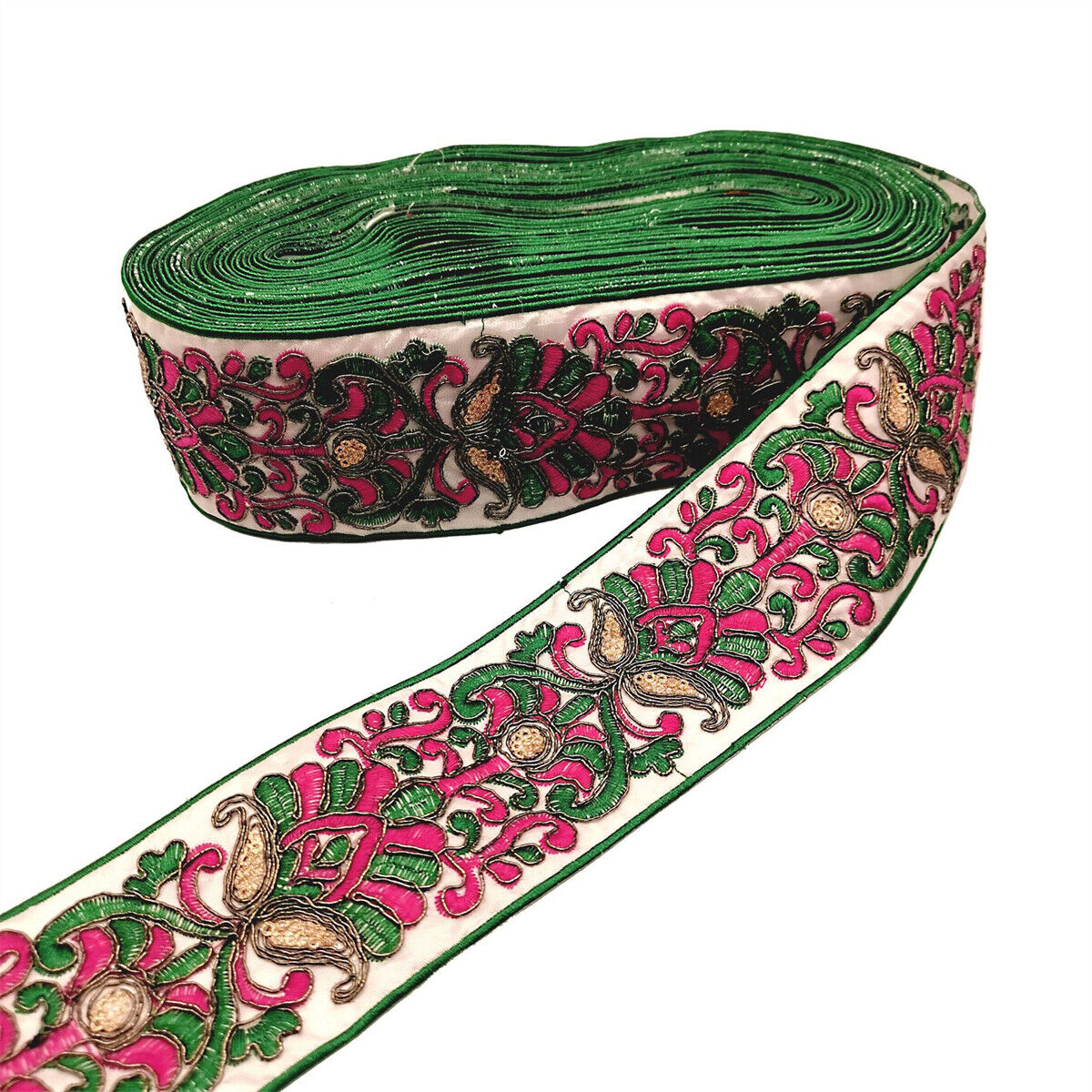 1 Yard Colorful Embroidered Lace Trim Ribbon Ethnic Style Clothes Bag DIY Sewing