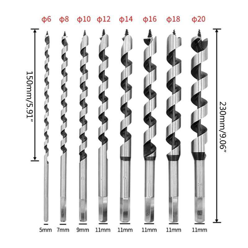 8Pcs Drilling Softwood High Carbon Steel Woodworking Support Drill 6~20mm
