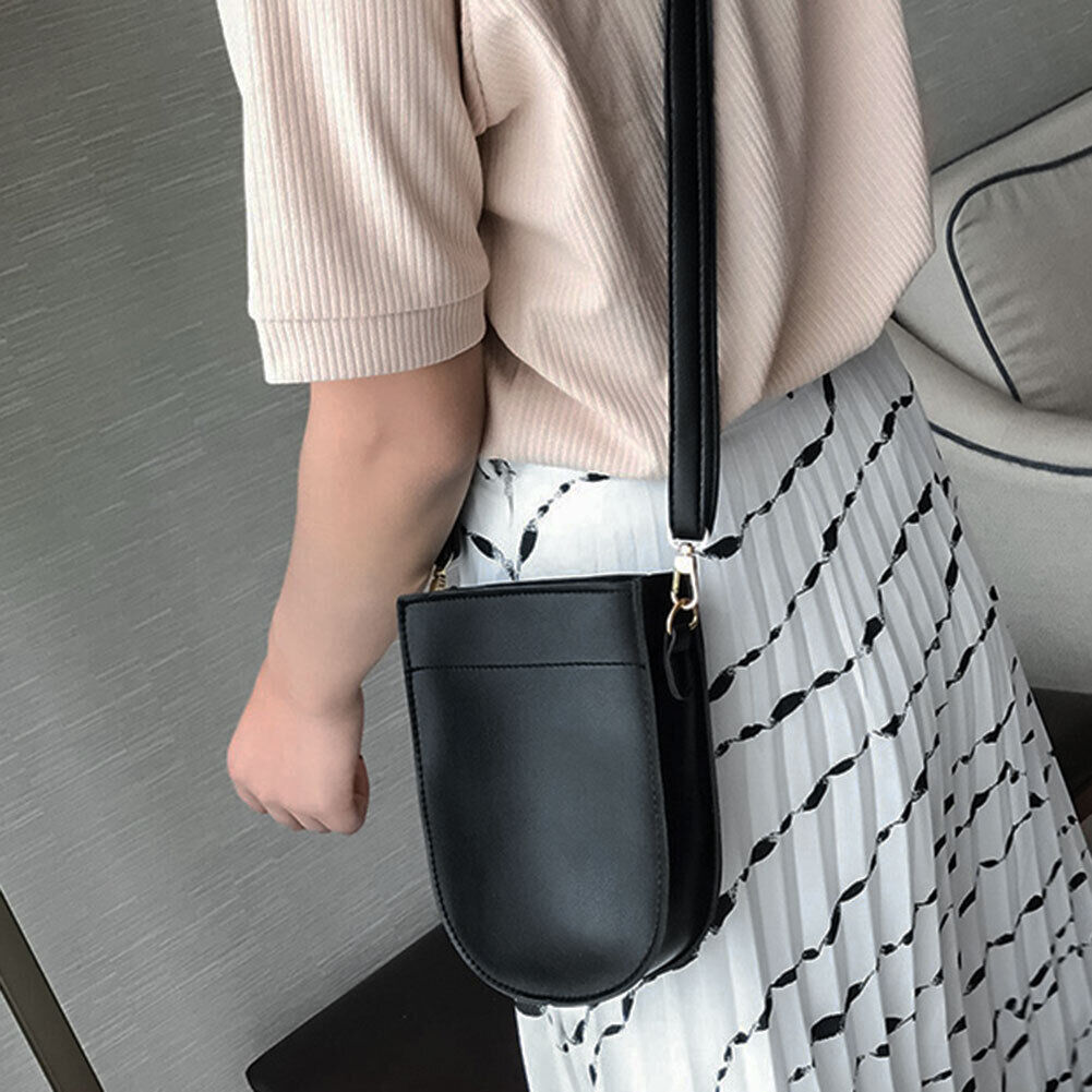 Creative Women PU Leather Mini Phone Bag Shoulder Crossbody Bag(Black)