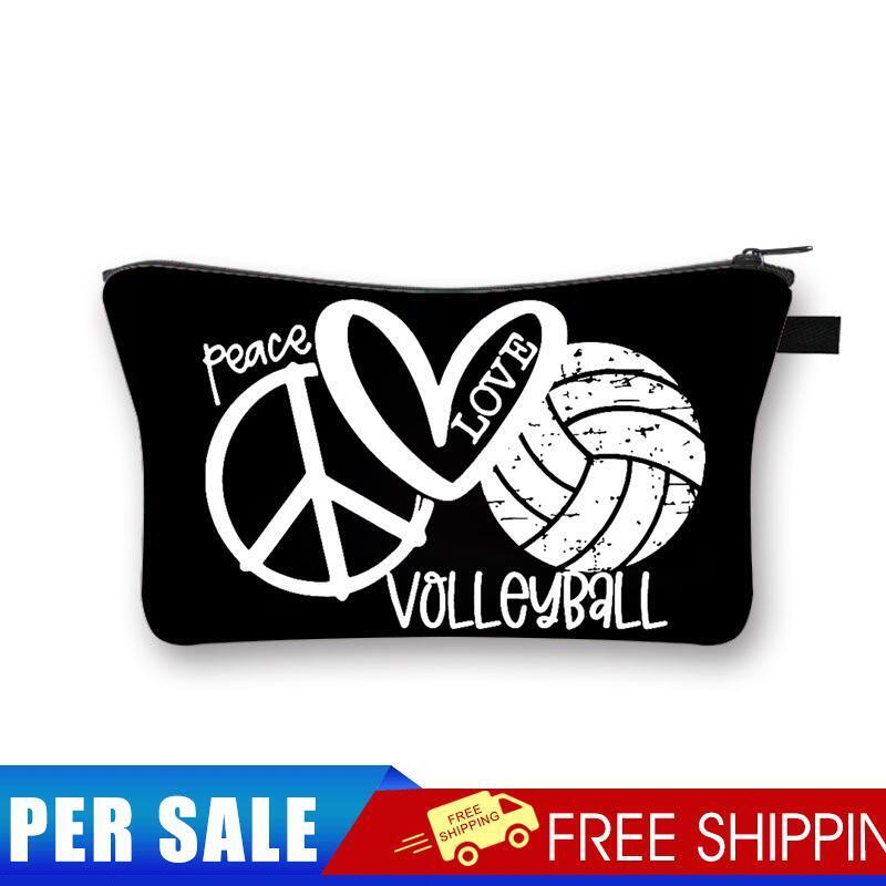 Volleyball Printed Hand Hold Travel Storage Cosmetic Bag Toiletry Bag