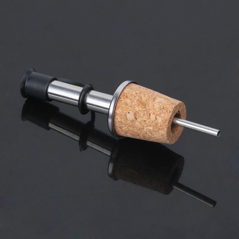 Stainless Steel Wine Oil Bottle Pourer Vinegar Spout/ Natural Cork
