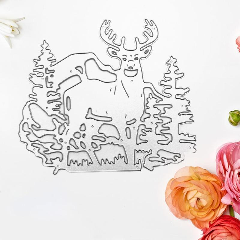 Christmas Tree Elk Metal Cutting Dies Stencil Scrapbooking DIY Album Stamp Paper