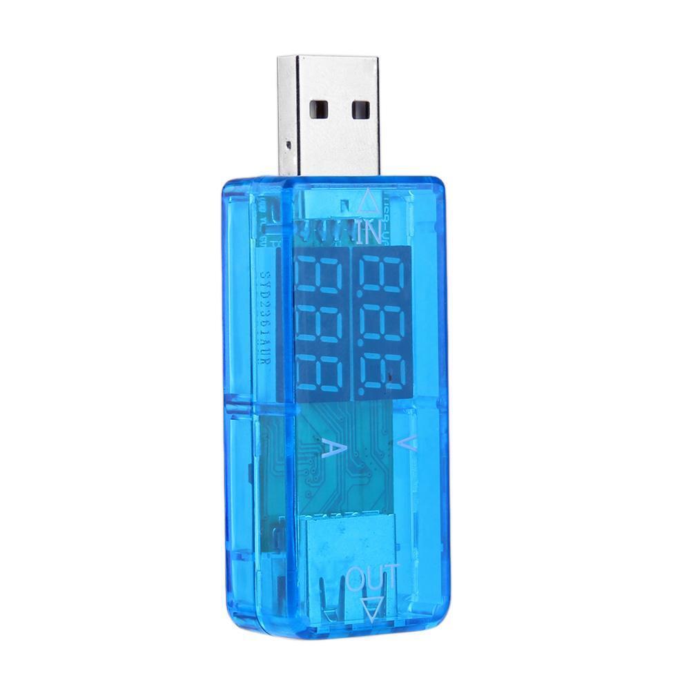 USB Charger DC 3.2-10V 0-3A Red+Red LED Display Current Voltage Meter(Blue)