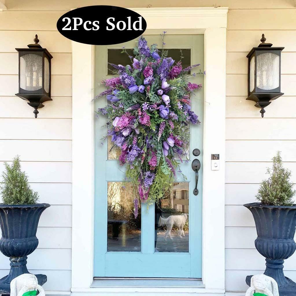 2PCS  Garland Flower Teardrop Wreath Front  Decoration