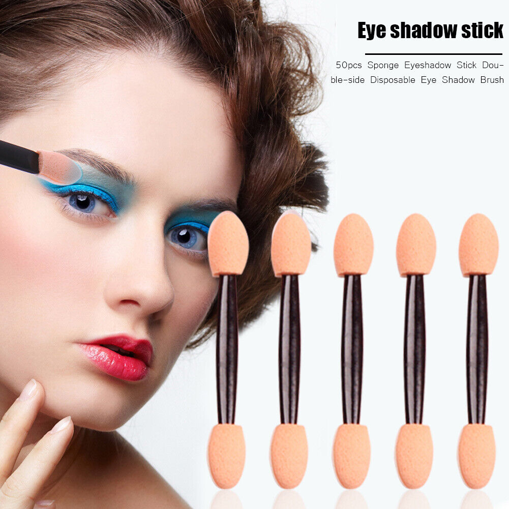 50pcs Pro Sponge Stick Eye Shadow Cosmetic Double-head Eyeshadow Brushes