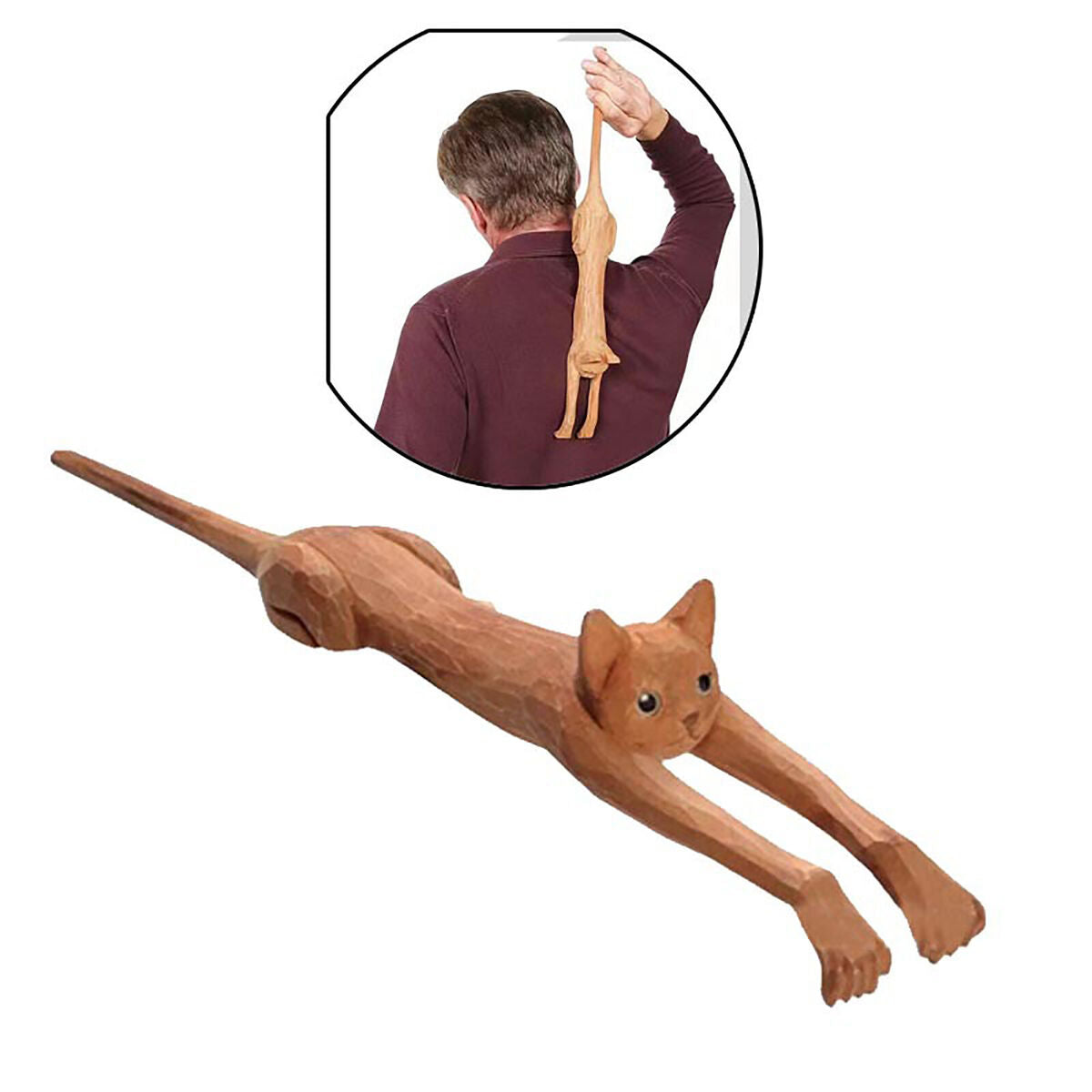 Back Scratcher Wood Cat Design Relieves Itching on Back Body Hand Backslap