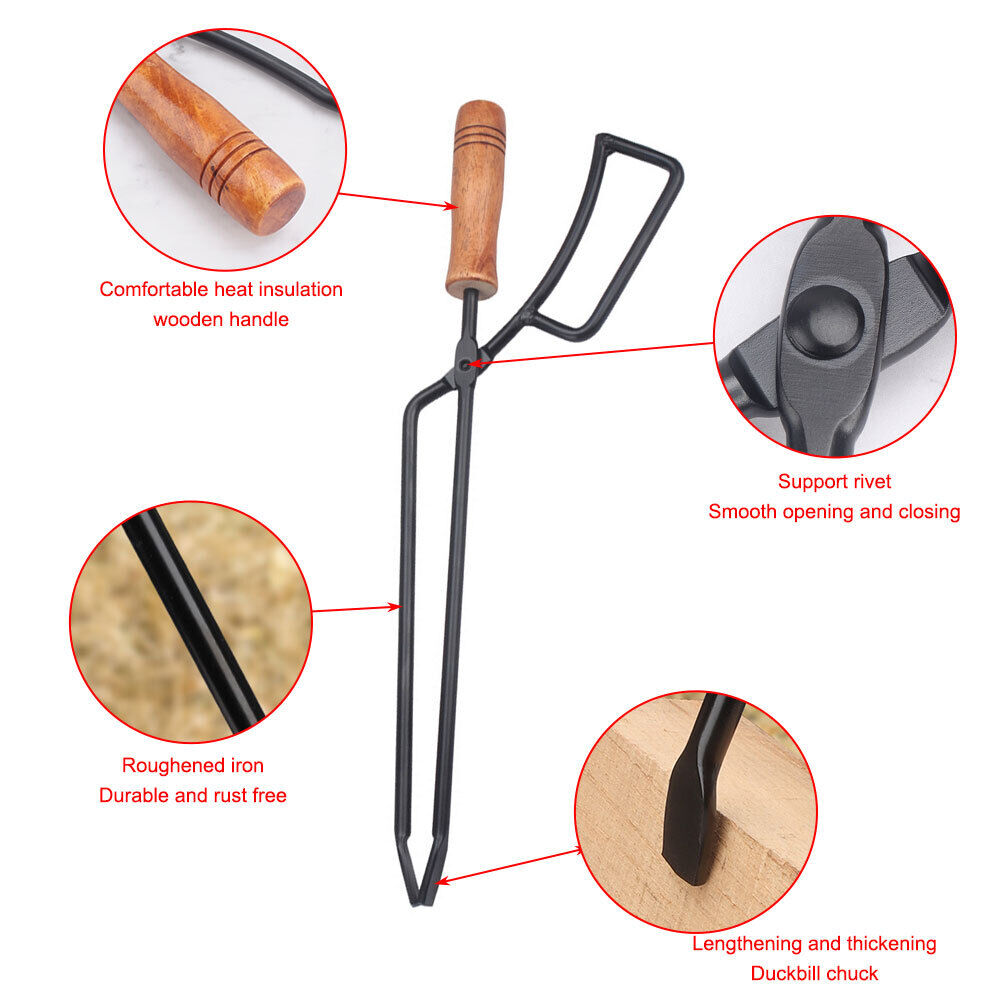 Barbecue Charcoal Clip Wood Grabber Outdoor Camping BBQ Cooking Fire Tongs