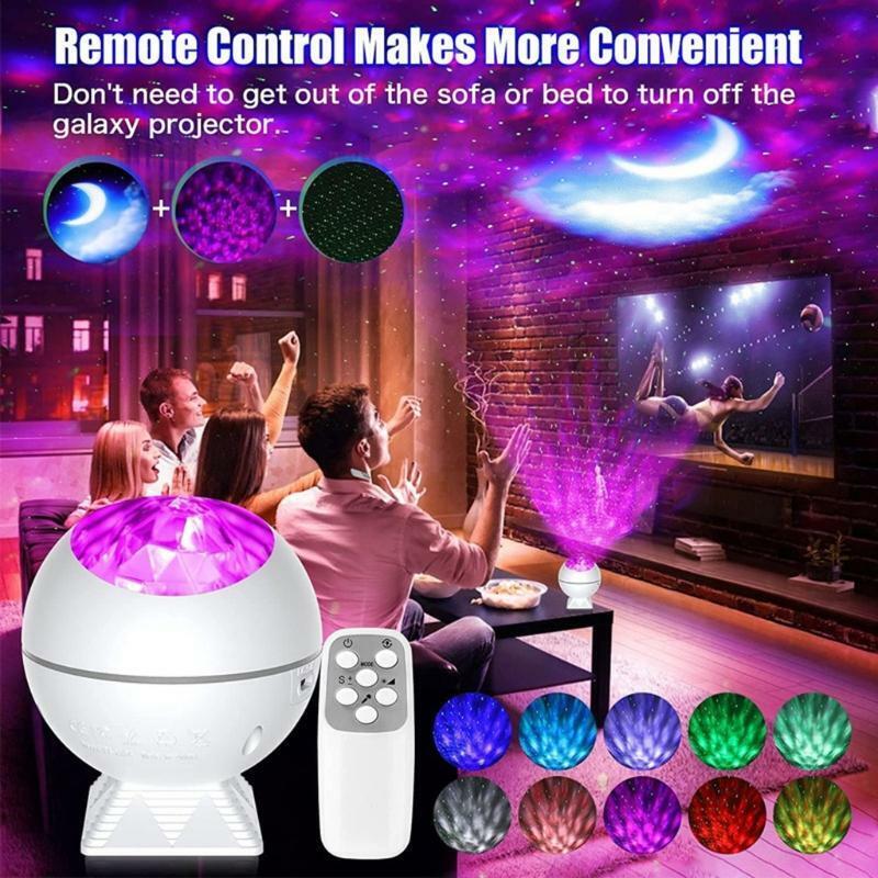 Car USB LED Star Night Light Projector Atmosphere Lamp Star Voice Control Lights