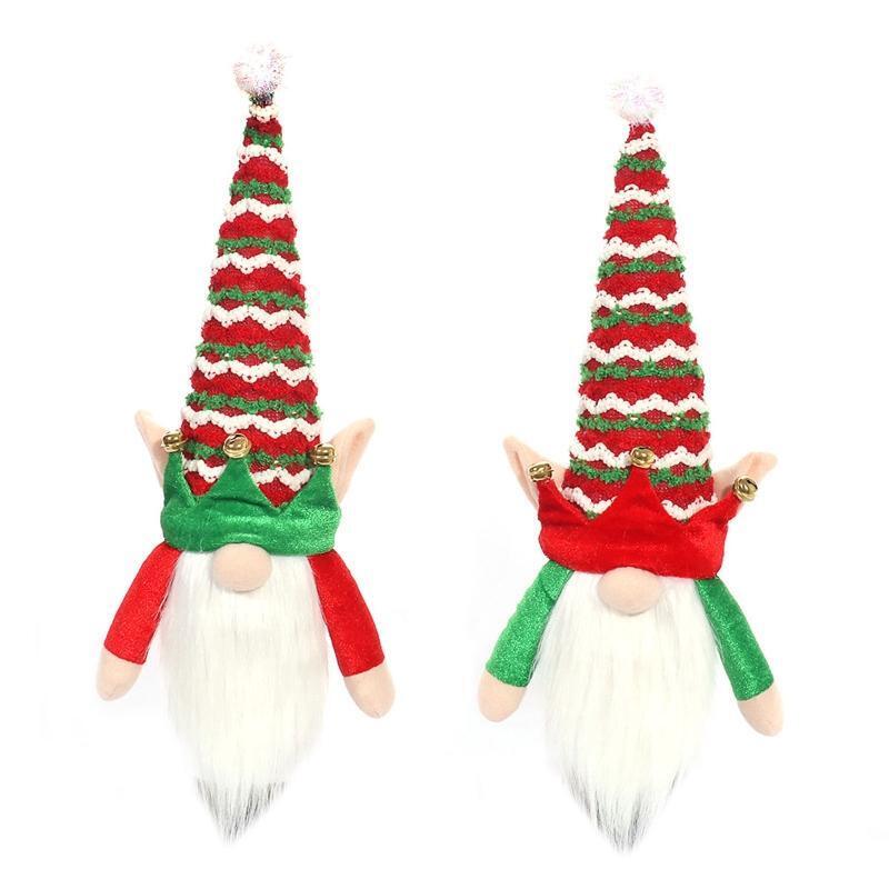 Christmas Wine Bottle Covers Set of 2 Striped Hat Gnome Decoration Accessory
