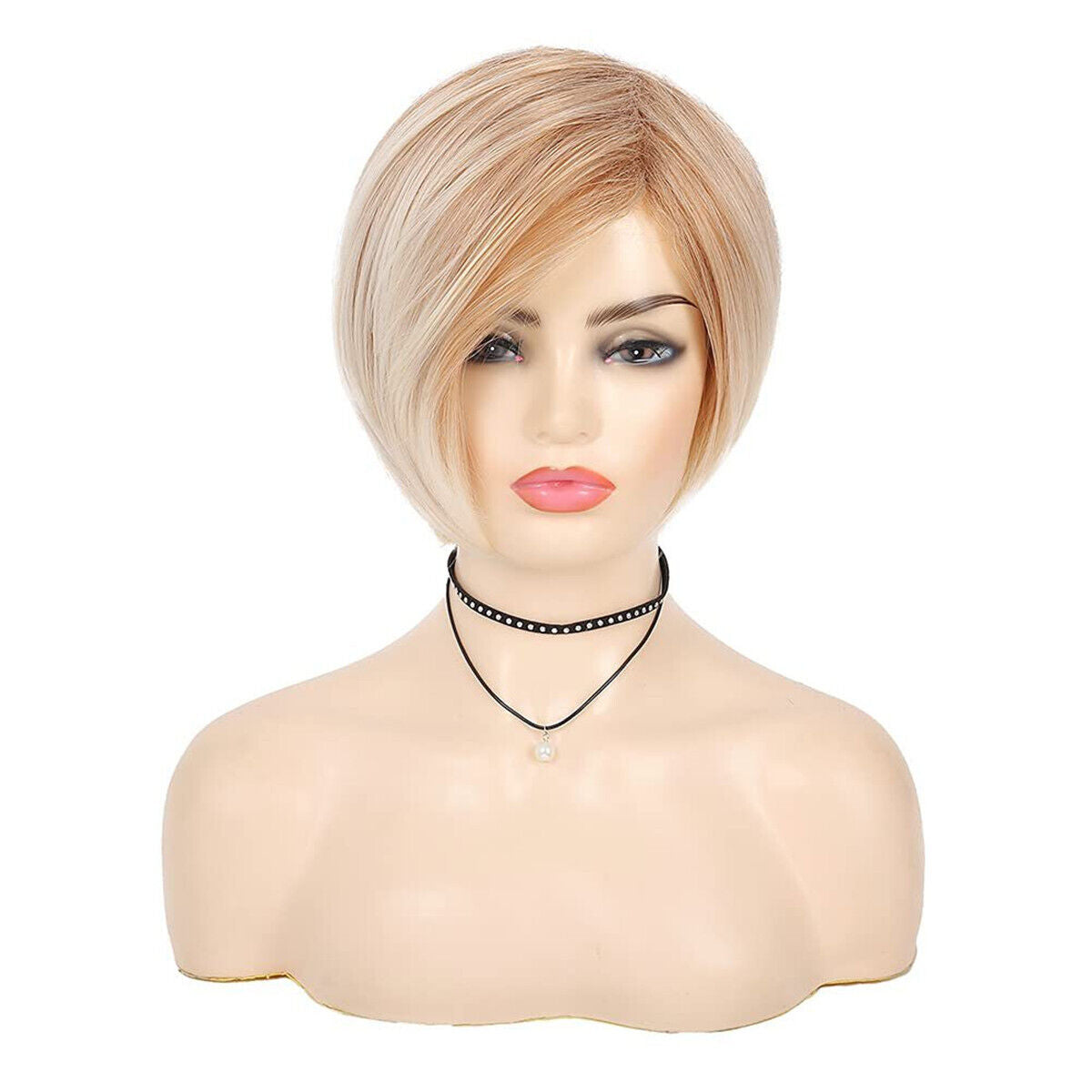 Fashion Women Short Blonde Straight Bob Wigs Synthetic Full Hair Party Costume