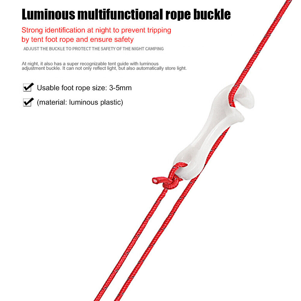 10pcs Luminous Tent Windproof Cord Rope Fixing Buckles Canopy Cord Buckle