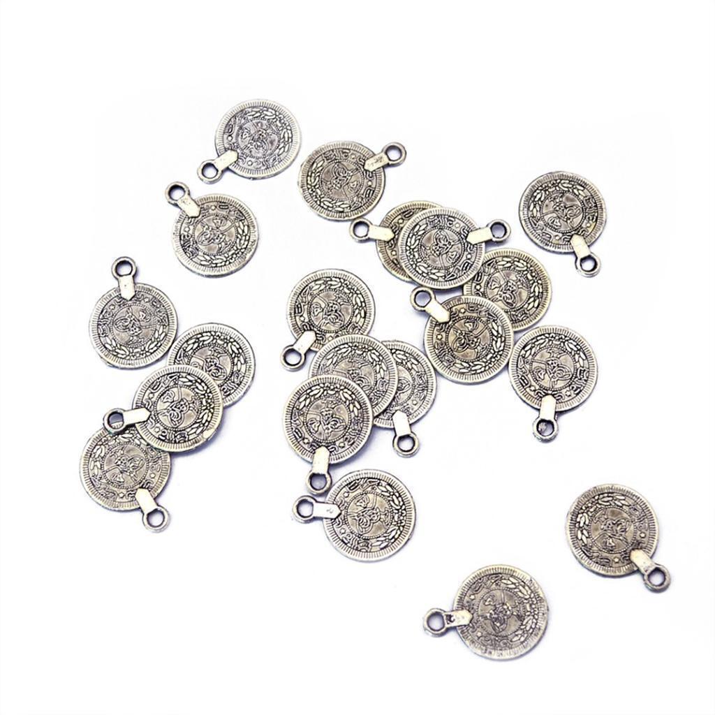 100pcs  Charms Coin Beads Pendant DIY Necklace Bracelet Crafts