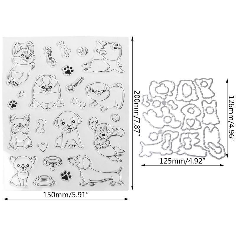 DIY Cutting Dies Stencil + Clear Rubber Stamps for Scrapbooking Embossing Paper
