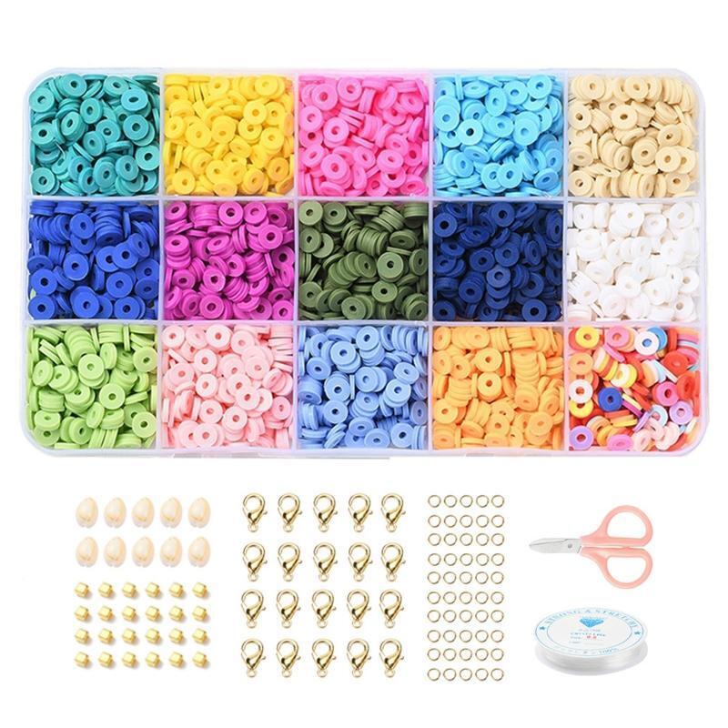 Bracelets Beads Set Clay Beads Flat Bead Charms Set DIY Jewelry Making Kit