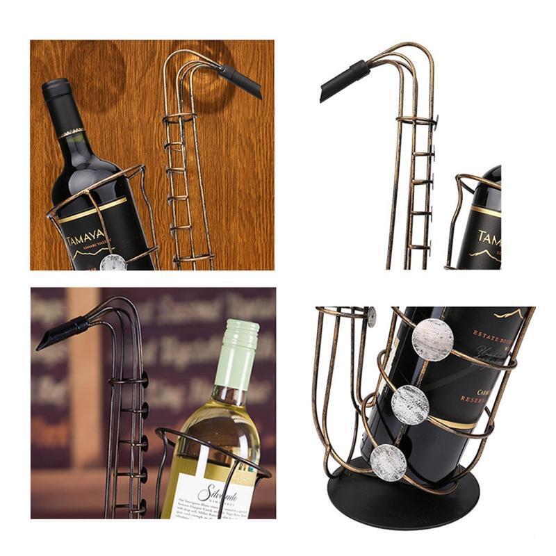 Creative Wine Bottle Holder Metal Sax Single Wine Organizer Sax Shape Art Decor
