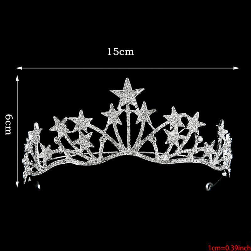 Star Shaped Rhinestone Bridal Crowns Tiaras Headpiece for Wedding Ceremony Party