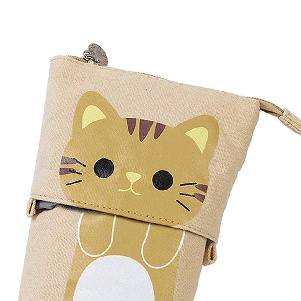 2 Pcs Foldable Cat Pencil Case Makeup Box Gifts for Girls Women School