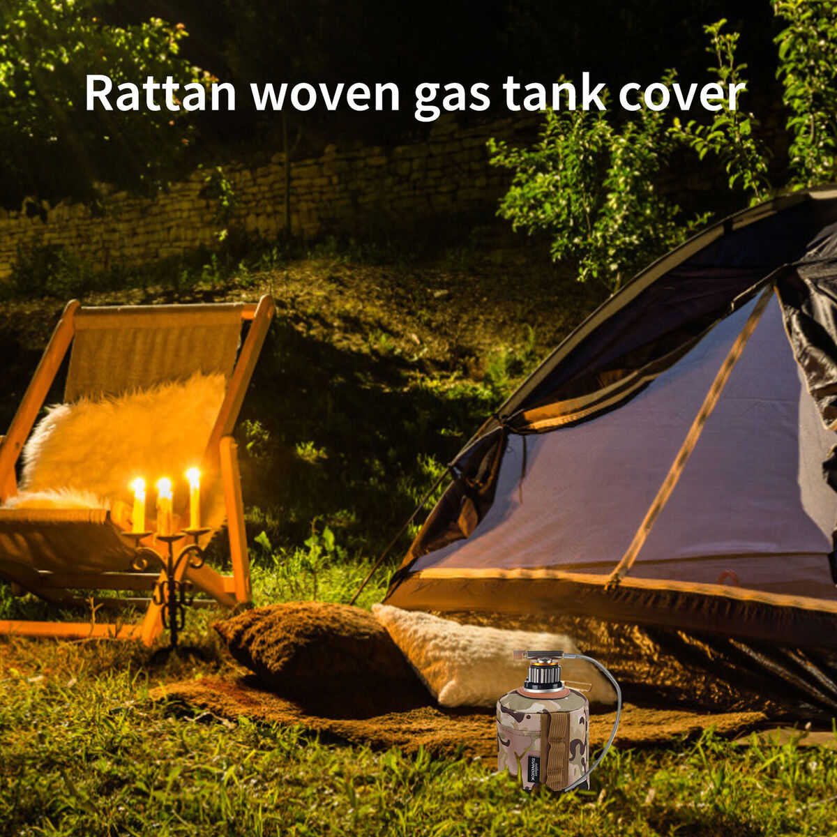 Black Camping Stove Adapter Gas Adapter Converter & Auto-Closer Function