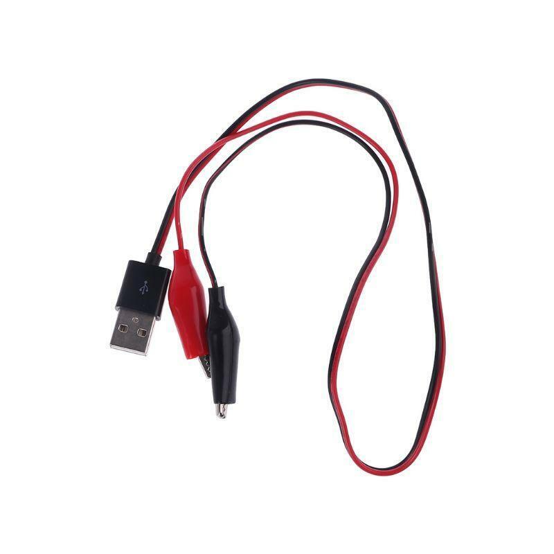 Dual Alligator Test Clip Clamp to USB Male Connector Power Supply Adapter Wire
