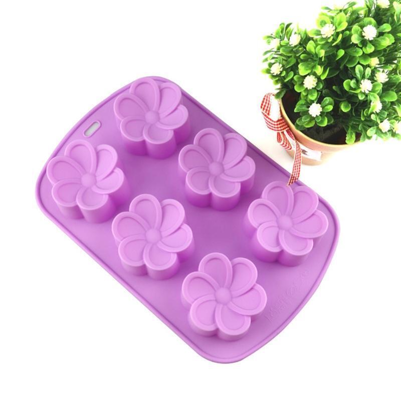 6 Cavities Silicone Material Plum Flowers Shapes Cake Moulds Candy Fondant Molds