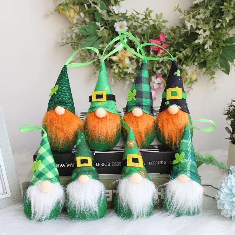 8pcs Patrick's Day Gnome Decor Green Irish Leprechaun Scandinavian Tomte Hanging