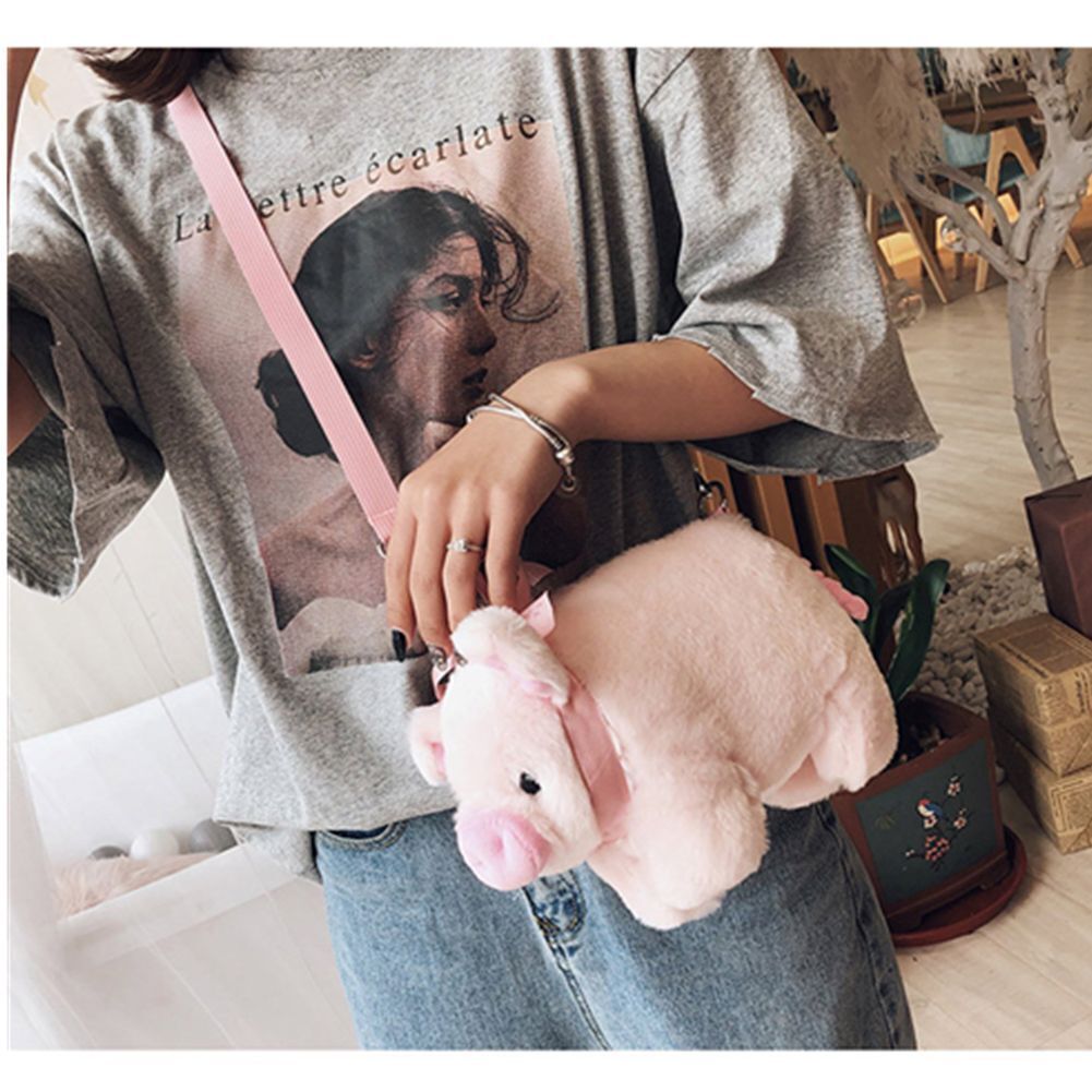 Bag Pink Pig Plush Bag Fluffy Plush Bag Soft Shoulder Bag Animal Crossbody Bag