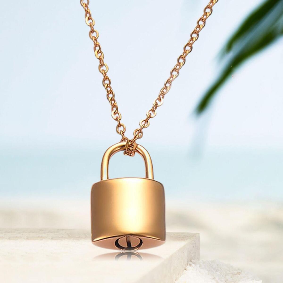 2Pcs Mini Padlock Cremation Urn Necklace Cremation Keepsake Charm Decorative