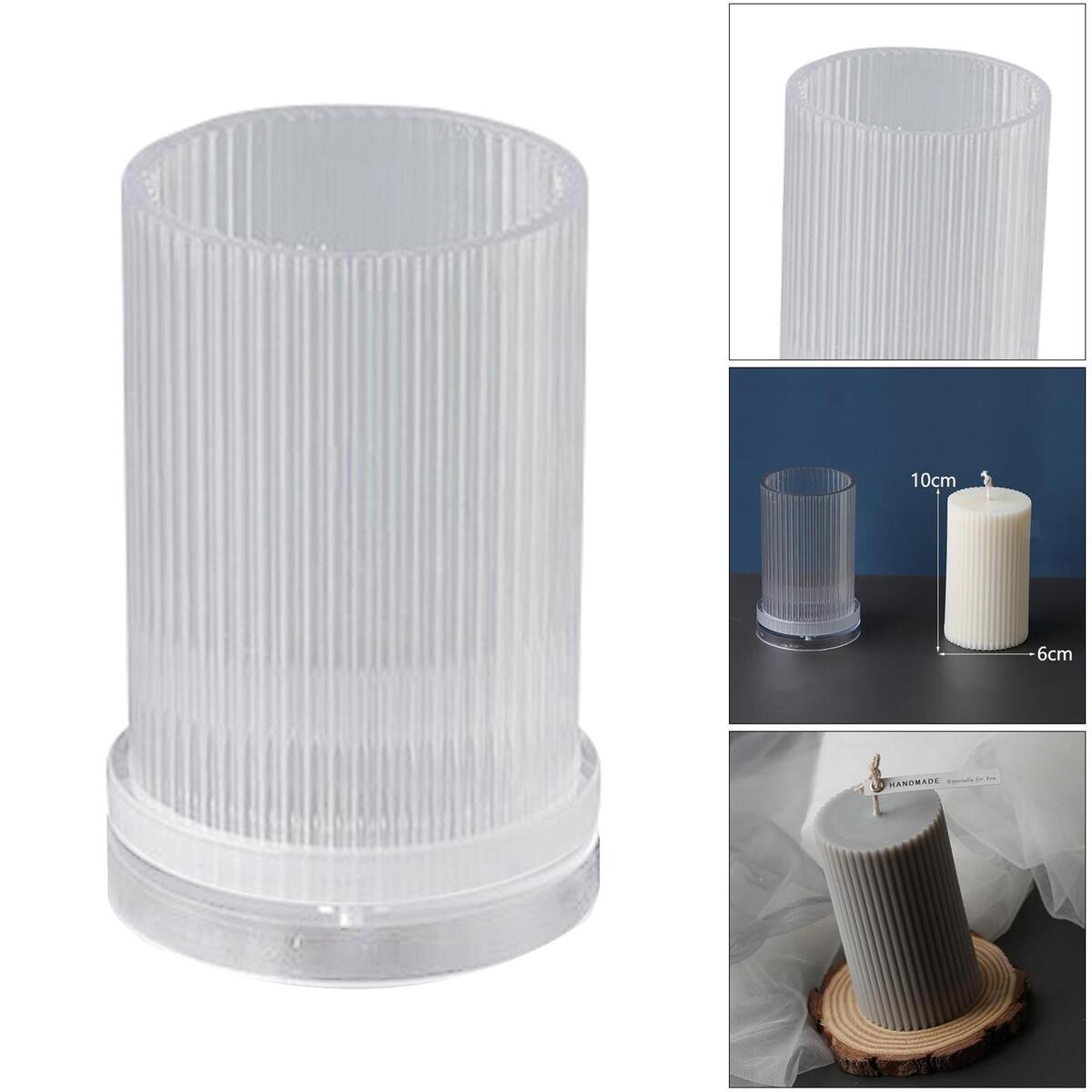 2pcs Handmade Candle Mold Acrylic Stripe Cylinder Rib   Making