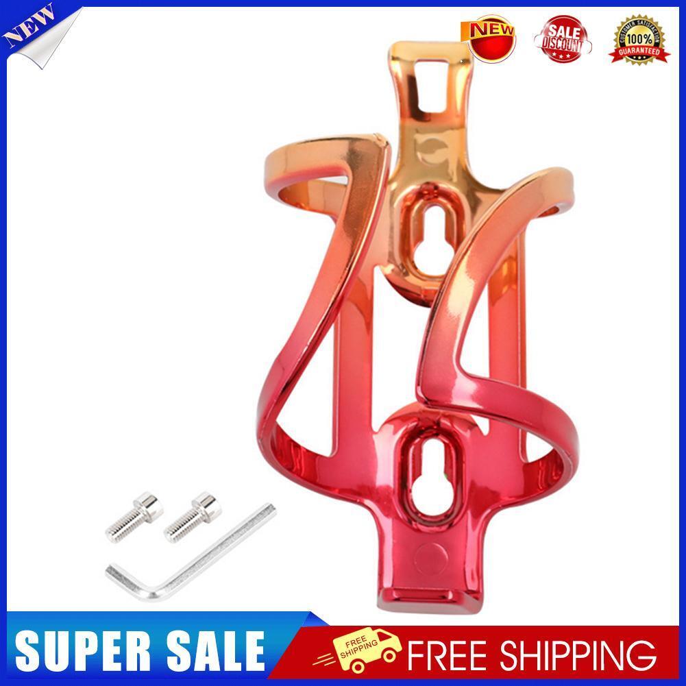 Road Cycling Bike Bottle Rack Plating Bicycle Water Holder Colorful (Red)