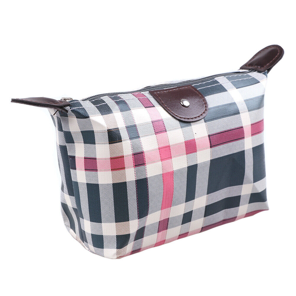 Portable Waterproof Print PU Cosmetic Bag Travel Toiletry Wash Bag (Lattice