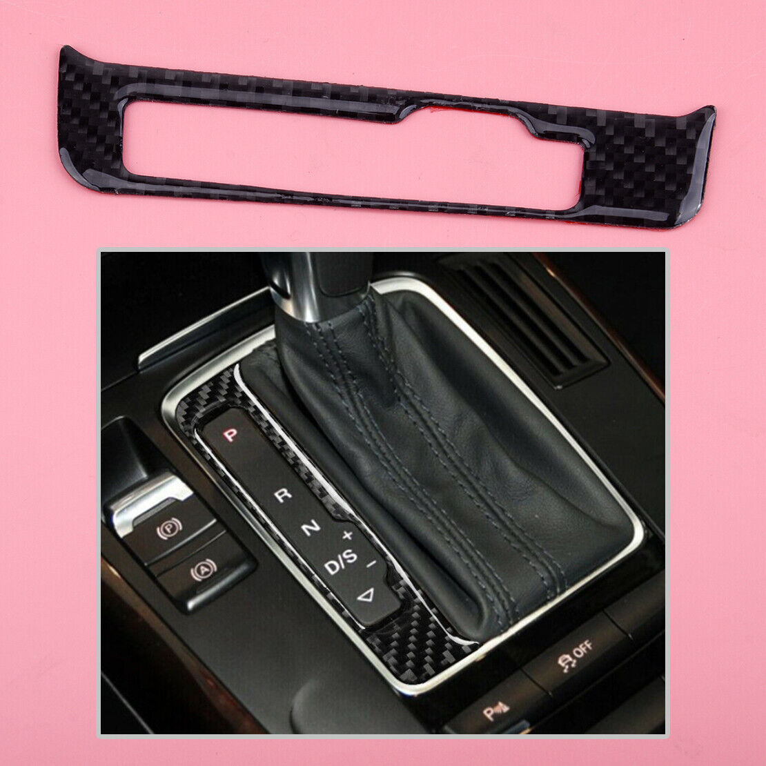 Carbon Fiber Style Gear Shift Panel Trim Cover fit for Audi A4 B8 A5 Q5 2009-216