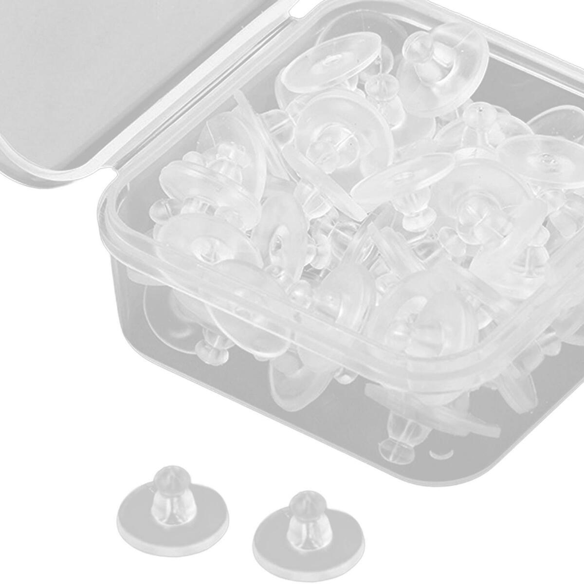 80x 5mm Earring Backs Sleeves Soft Holders Silicone Round Nuts Post Ear Ring