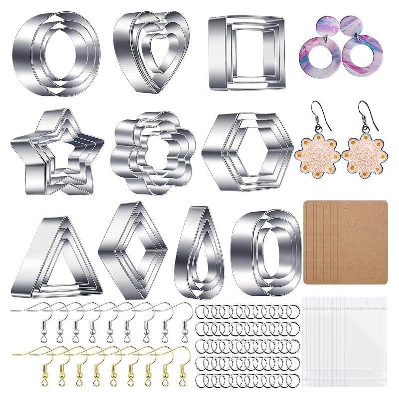 30 Pcs Polymer Clay Cutters Geometric Stainless Steel Cutters Clay Earring Cutte
