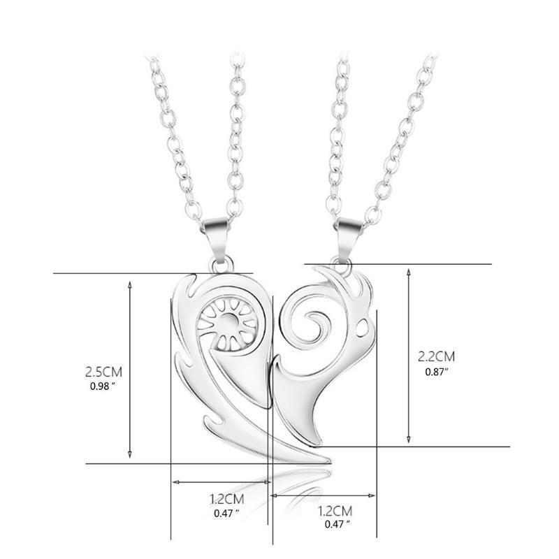 2Pcs/set Lovers Heart Pendant Couple Necklace Strong Magnetic Stitching Necklace