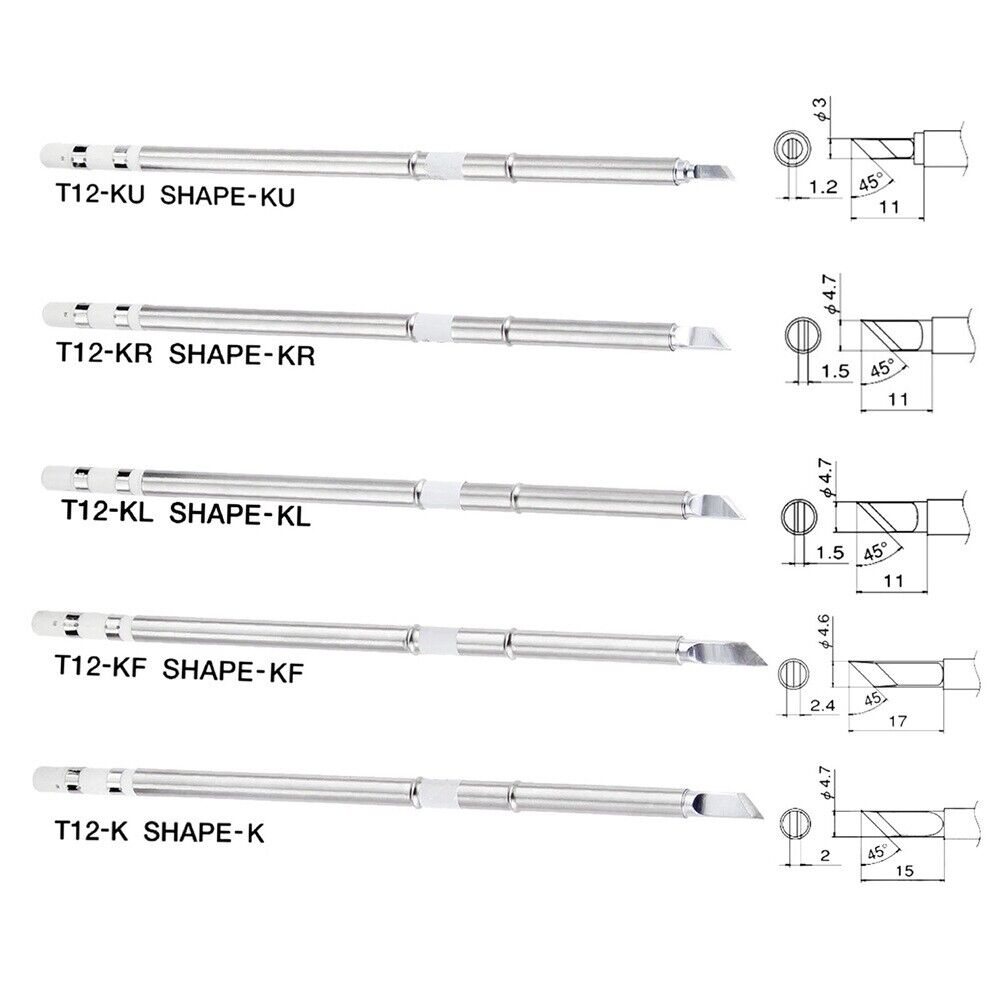 Replacement T12-K T12-KF T12-KL T12-KR T12-KU Solder Iron Tips For Welding 5PCS