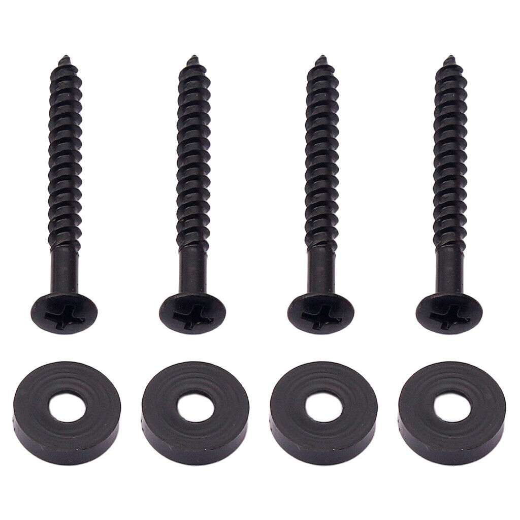 Set of 4 Steel Joint Bushings Bolts Screws for Guitar Bass Neck Plate Black