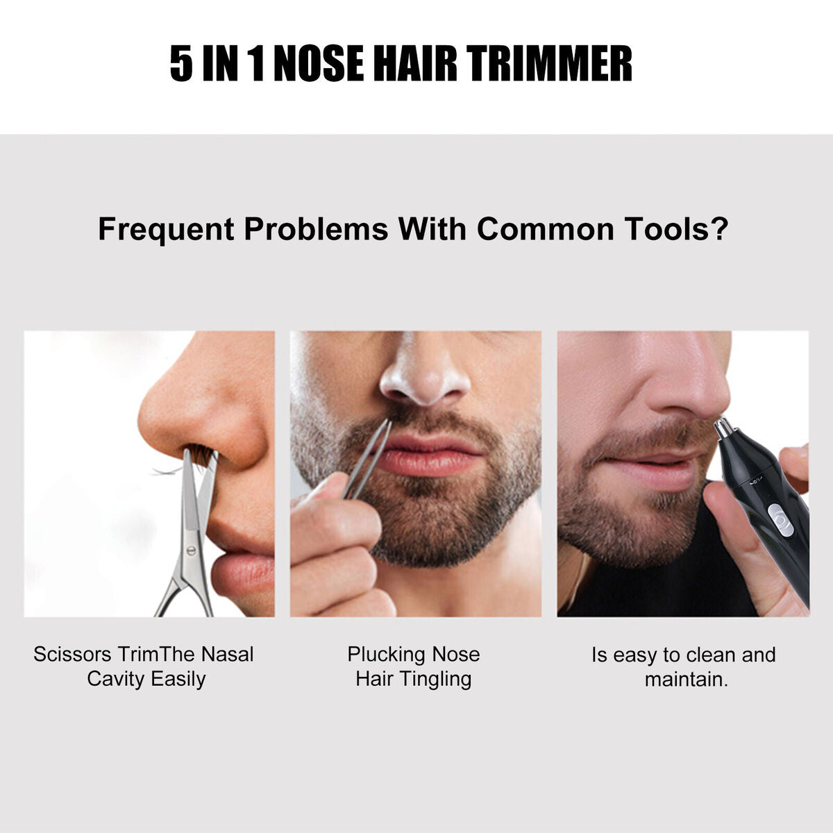 Nose and Ear Hair Trimmer - Precision Tool with Rechargeable USB Cable