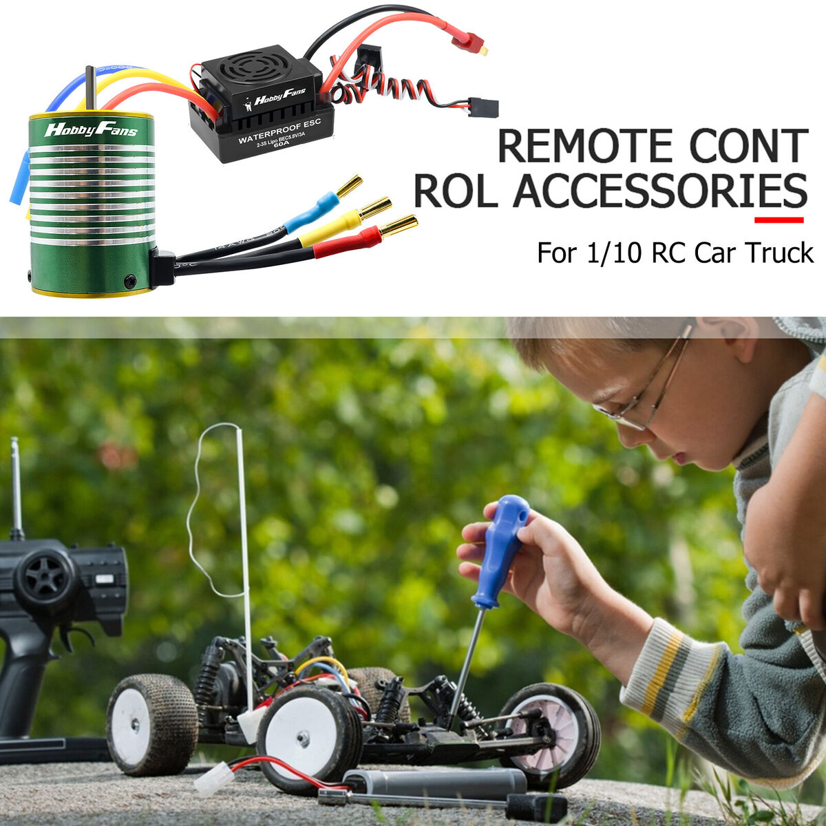 HOBBYFANS Waterproof 3650 4300KV Brushless Motor 60A ESC for 1/10 RC Car
