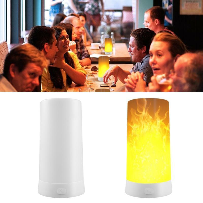 LED Flicker Flame Light Bulb USB Rechargeable Simulated Burning Fire Effect Lamp