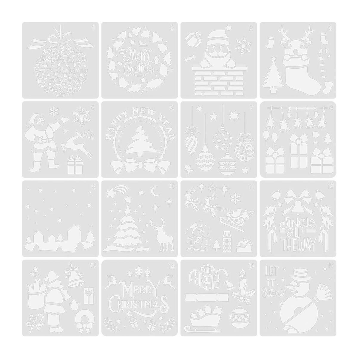 16Pcs/Set Christmas Stencils Template Template  for Making Decoration