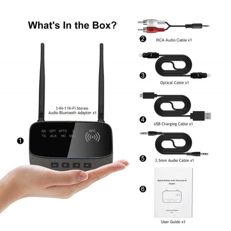 BT5.0 Audio RCA Transmitter Receiver Aptx LL Wireless Music Audio Adapter 3.5mm