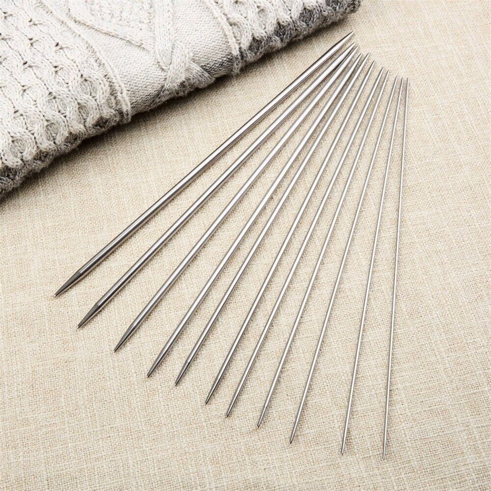 44pcs 11 Sizes Double Pointed Stainless Steel Knitting Needles Yarn Tool 9.84"