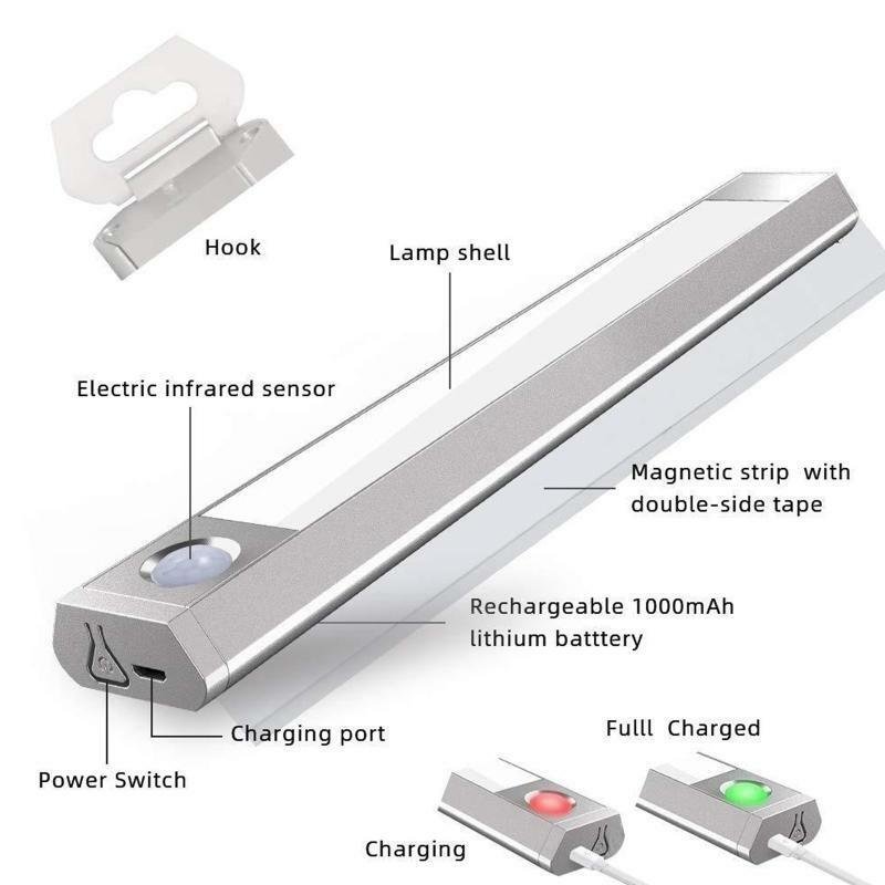 Three-block Color Temperature Wardrobe Light USB 60 LED Motion Sensor Light PIR
