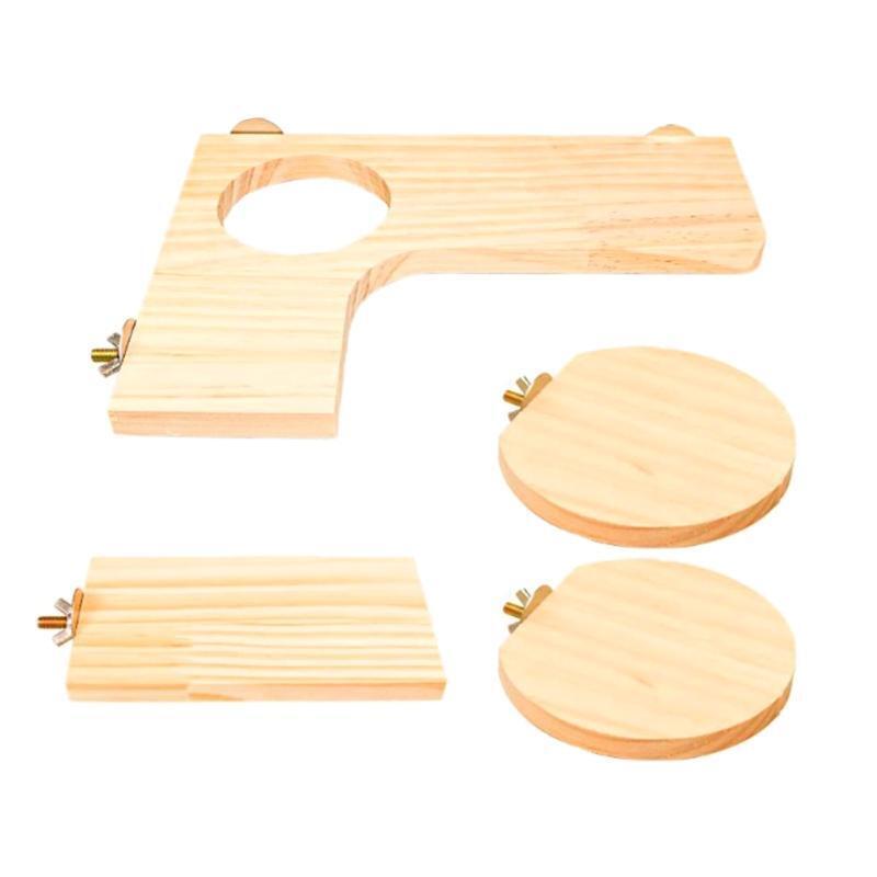 4 Pieces Wood Platform for Small Pet Animals Parrot Parakeet Conure Cockatiel