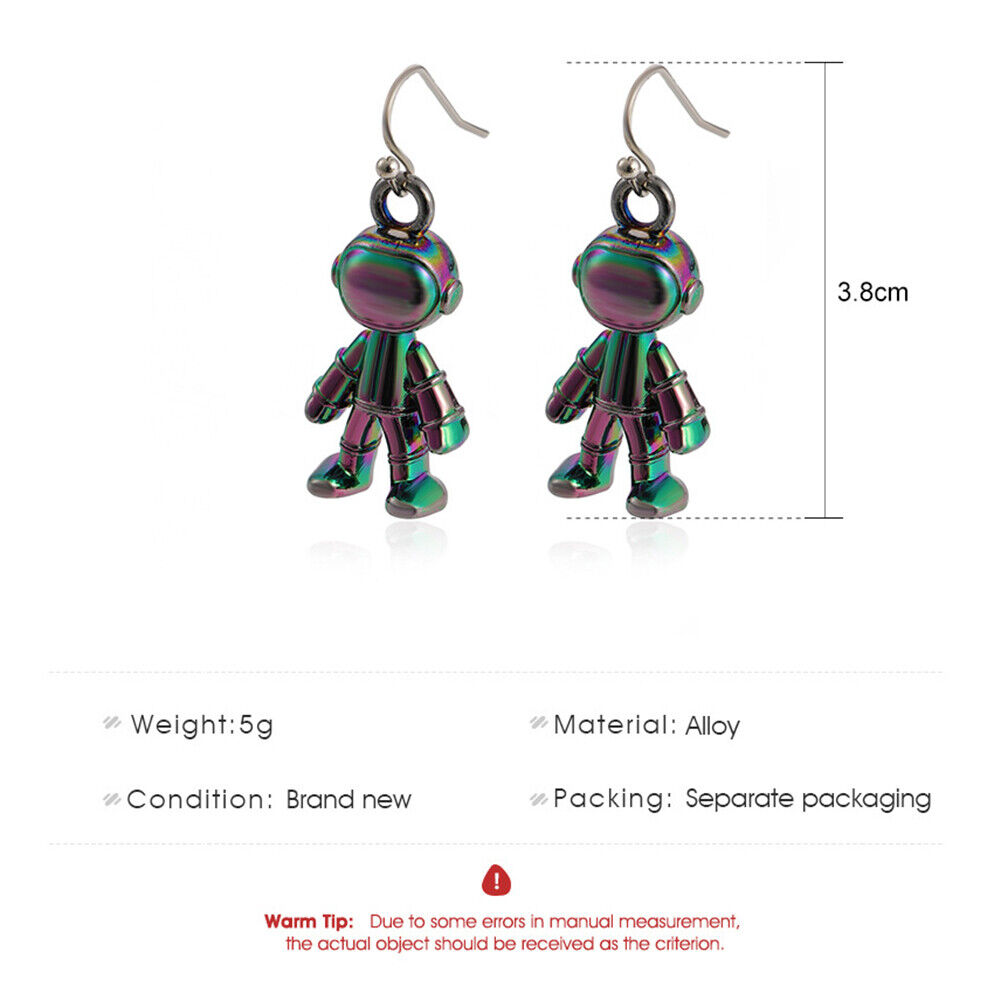 Fashion Copper Spaceman Stud Earrings Hanging Drop Earrings Female Jewelry